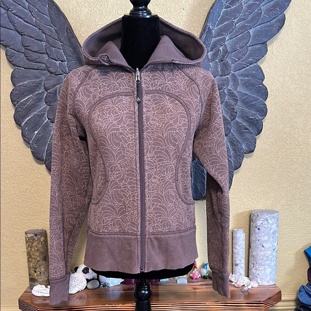 Lululemon Brown Patterned Zip-Up Scuba Hoodie